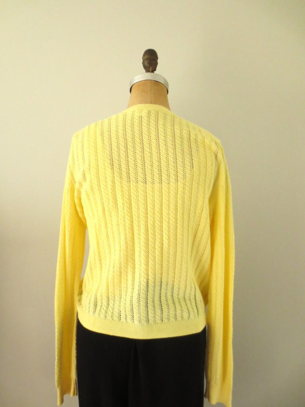GAP Yellow Pointelle Button Front Summer Cotton Cardigan - Picture 2 of 11